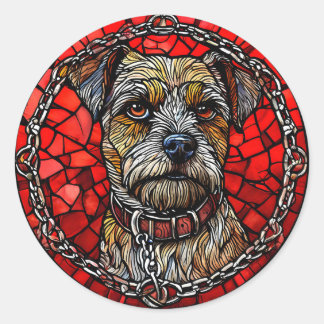Sticker Rond L'art en verre de chien