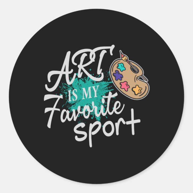 Sticker Rond L'art est mon sport favori Splash vert (Devant)