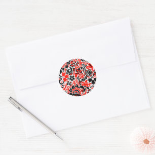 Sticker Rond L'art populaire ukrainien motif floral abstact