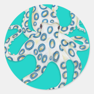 Sticker Rond L'art Turquoise de l'Octopus