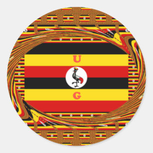 Sticker Rond L'Art Vibrant Ouganda Inspiré Du Drapeau