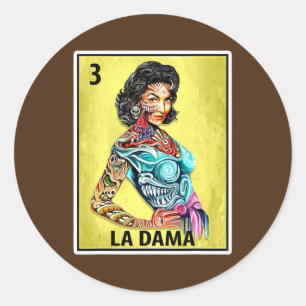 Sticker Rond Las Damas Lottery Lady élégante