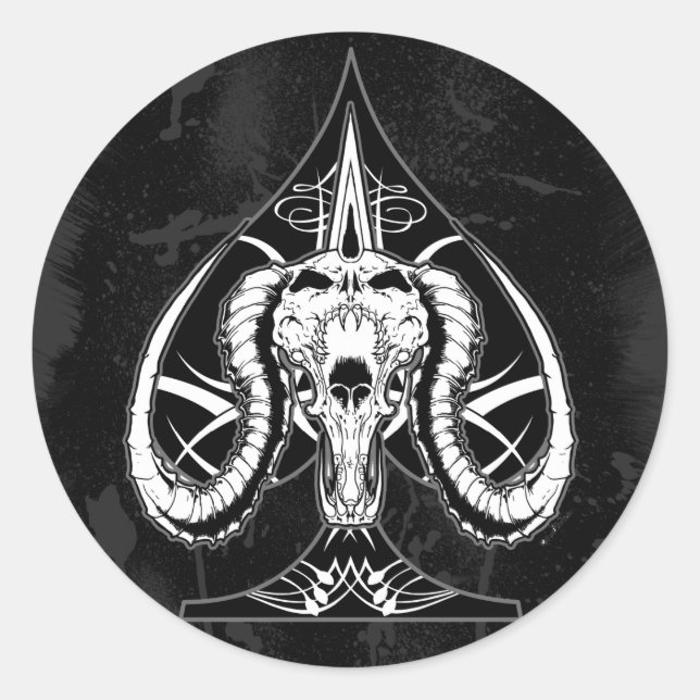Sticker Rond L'as des pique (Devant)