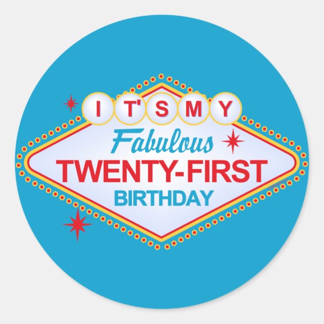 Sticker Rond Las Vegas 21e anniversaire (Devant)