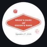 Sticker Rond Las Vegas Casino Destination Mariage Rouge Blanc<br><div class="desc">Un design mariage à thème unique dessiné à la main par Las Vegas Casino. Destination moderne Las Vegas, Nevada thème mariage avec cartes à jouer, casino de jeux d'argent illustrations à thème. Un sticker mariage Las Vegas rouge et blanc design idéal pour les mariages de casino à thème. Des invitations...</div>