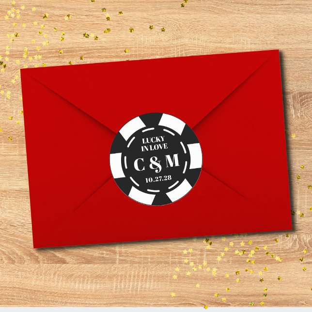 Sticker Rond Las Vegas Casino Poker Chip Mariage Enregistrer La (Créateur téléchargé)