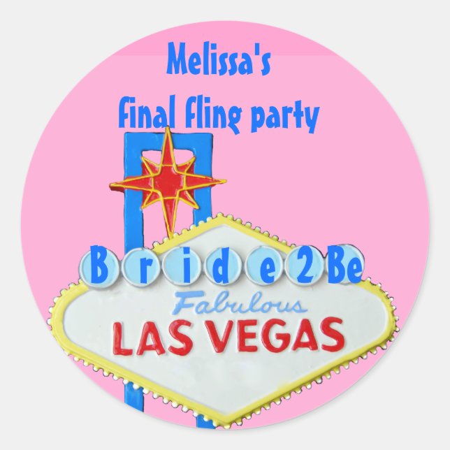 Sticker Rond Las Vegas Final Fling pour la future mariée (Devant)