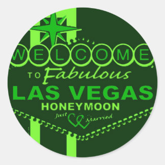 Sticker Rond Las Vegas Honeymoon Pop Art