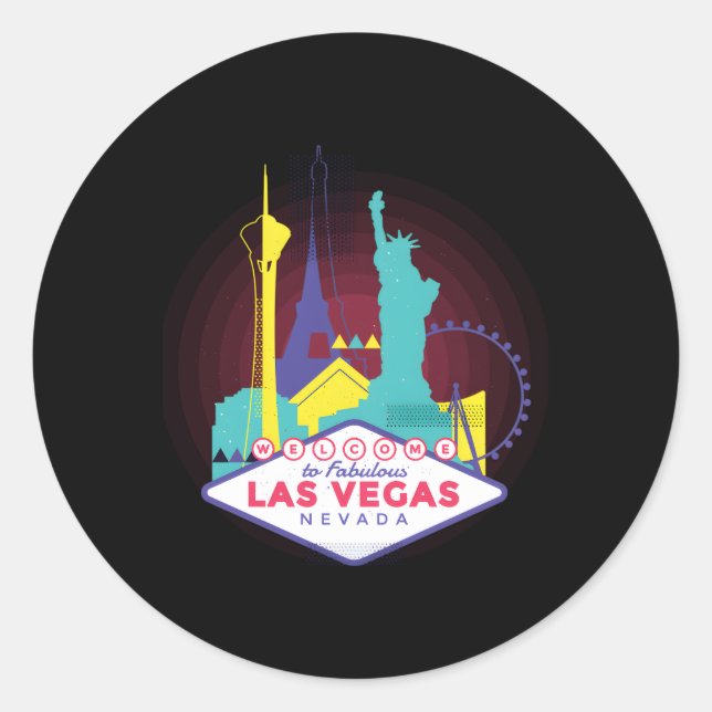 Sticker Rond Las Vegas Nevada Las Vegas Skyline (Devant)
