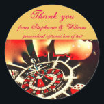 Sticker Rond Las Vegas Newlyweds Merci<br><div class="desc">Thème de casino amusant Merci stickers pour les couples qui sont mariés ou qui vivent à Las Vegas,  Nevada.</div>