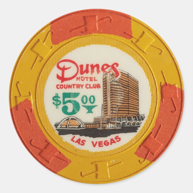 Sticker Rond Las Vegas Poker Chip Casino Jeu Obsolète (Devant)