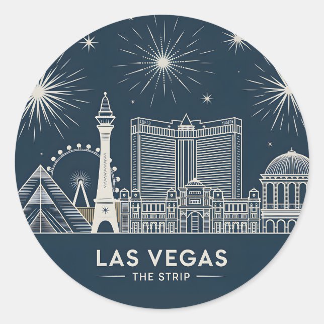 Sticker Rond Las Vegas Strip Nevada Travel Souvenir Points de r (Devant)