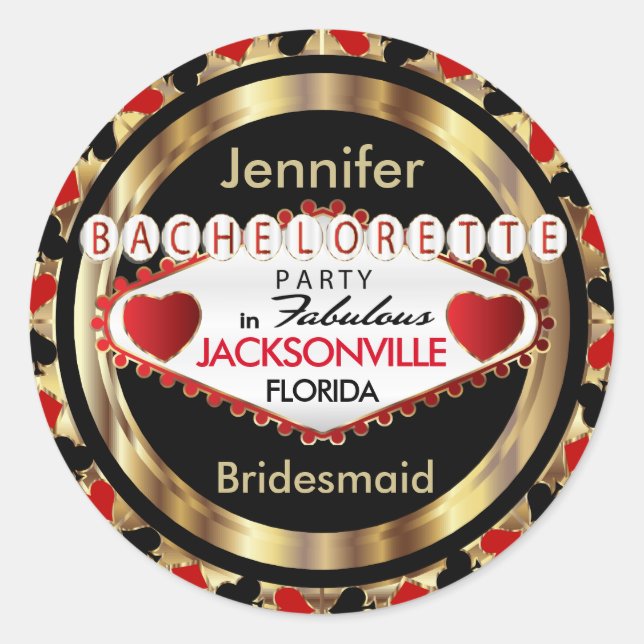 Sticker Rond Las Vegas Style Bachelorette Party - Rouge (Devant)