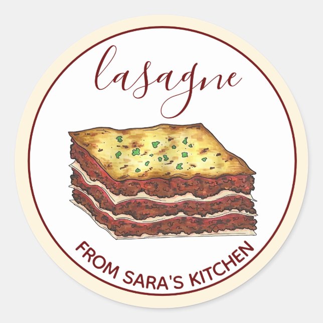 Sticker Rond Lasagna Lasagna Italienne Cuisine américaine (Devant)
