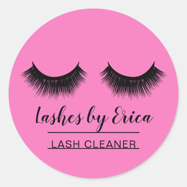 Sticker Rond Lash Cleaner Cute Black & Rose Eyelash Extensions (Devant)