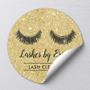 Sticker Rond Lash Cleaner Eyelash Extensions Gold Parties scint