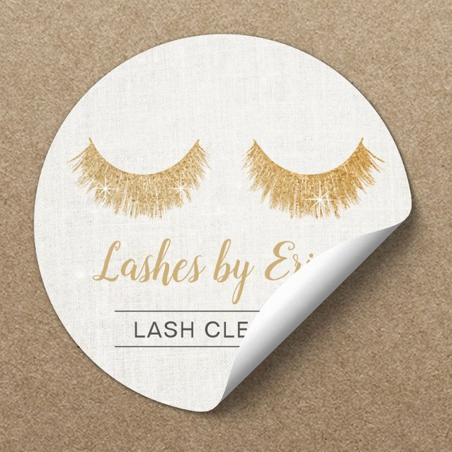 Sticker Rond Lash Cleaner Gold Eyelash Extensions Elegant Lin (Créateur téléchargé)