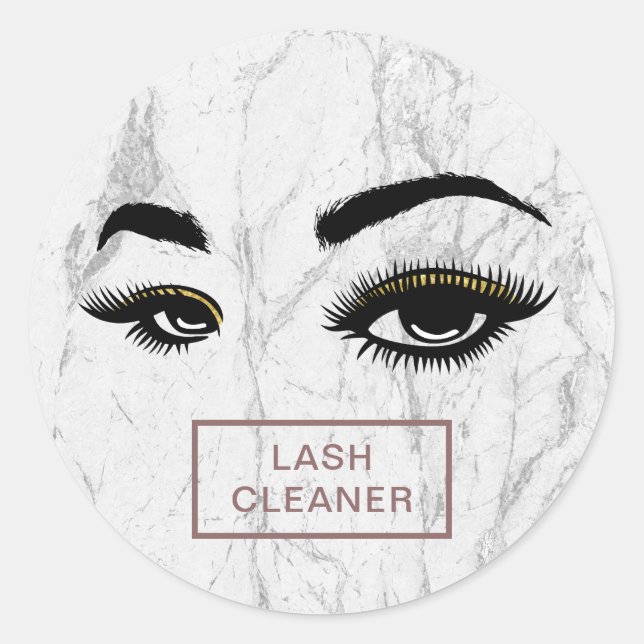 Sticker Rond Lash Cleaner Marbre blanc moderne (Devant)