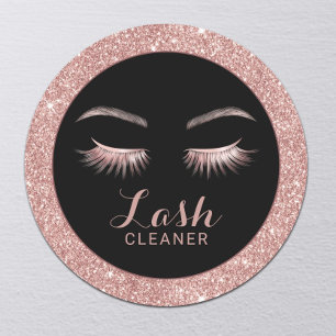 Sticker Rond Lash Cleaner Moderne Rose Parties scintillant or