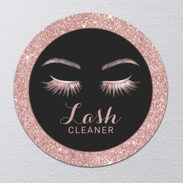 Sticker Rond Lash Cleaner Moderne Rose Parties scintillant or (Créateur téléchargé)