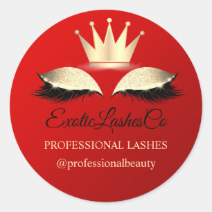 Sticker Rond Lash Cleaner Red Gold Nom Instagra Crown