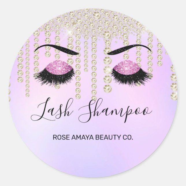 Sticker Rond Lash Extension Nettoyeur Lilac Purple Diamond Driv (Devant)