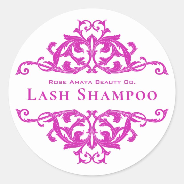Sticker Rond Lash nettoyant Chic Purple Damask (Devant)