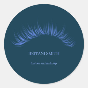 Sticker Rond Lashes bleu classique, élégant