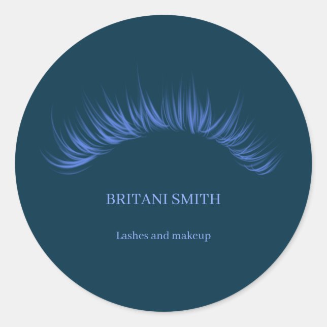 Sticker Rond Lashes bleu classique, élégant (Devant)