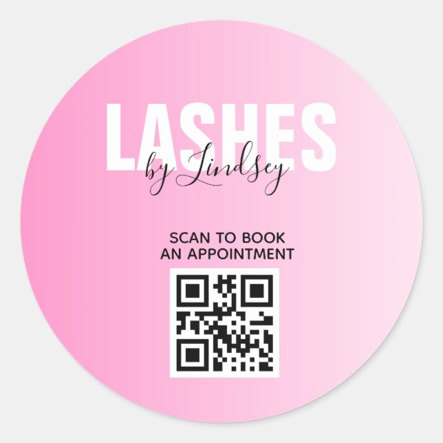 Sticker Rond Lashes Custom Beauty Salon QR Code Entreprise (Devant)