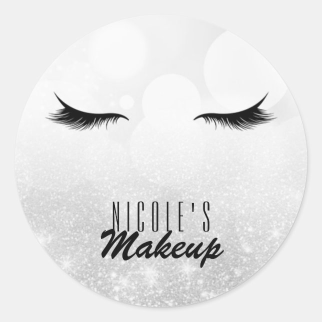 Sticker Rond Lashes Eyelashes Extensions Silver Beauté Custom (Devant)