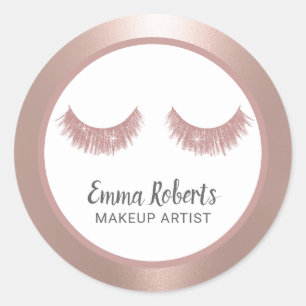 Sticker Rond Lashes Maquillage Artiste Beauté Salon Blush Rose 