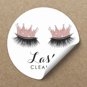 Sticker Rond Lashes nettoyant Rose moderne Couronne or Eyelash