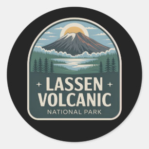 Sticker Rond Lassen Volcanic National Park Badge Vintage