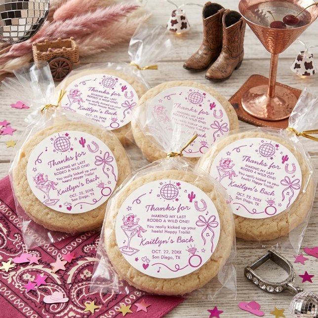 Sticker Rond Last Rodeo Disco Cowgirl Bachelorette Party Favor (Créateur téléchargé)