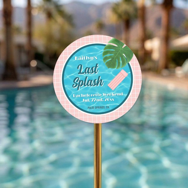 Sticker Rond Last Splash Bachelorette Weekend Pool Party Favor (Créateur téléchargé)