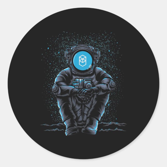 Sticker Rond L'Astronaute Assis Fantom FTM Crypto À La Lune (Devant)