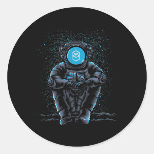 Sticker Rond L'Astronaute Assis Fantom FTM Crypto À La Lune