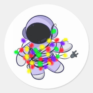 Sticker Rond L'astronaute avec la guirlande