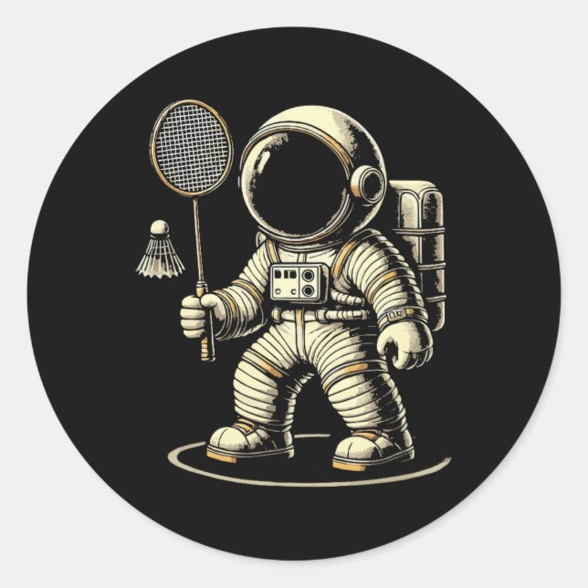 Sticker Rond L'astronaute Badminton Player Navette 2 (Devant)