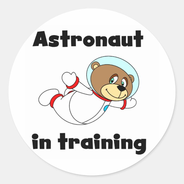 Sticker Rond L'astronaute de l'ours dans l'entraînement des tee (Devant)