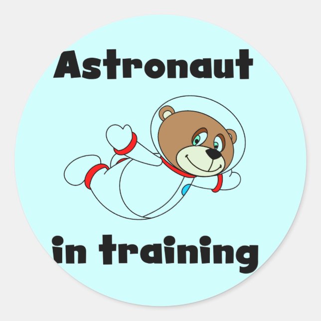 Sticker Rond L'astronaute de l'ours dans l'entraînement des tee (Devant)
