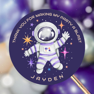 Sticker Rond L'astronaute et les étoiles Merci spatial