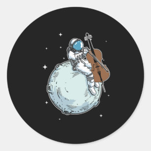 Sticker Rond L'astronaute Jouer Cello Music Cello Lover Cadeau