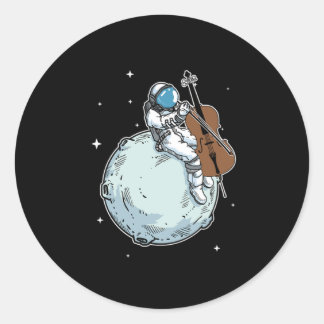 Sticker Rond L'astronaute Jouer Cello Music Cello Lover Cadeau