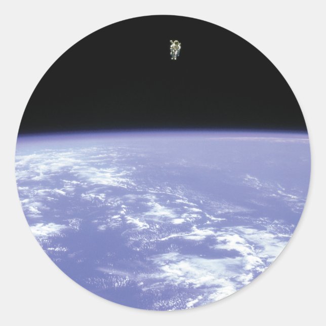 Sticker Rond L'astronaute McCandless Free Flying avec Jetpack (Devant)