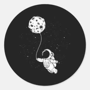 Sticker Rond L'astronaute Moon Balloon