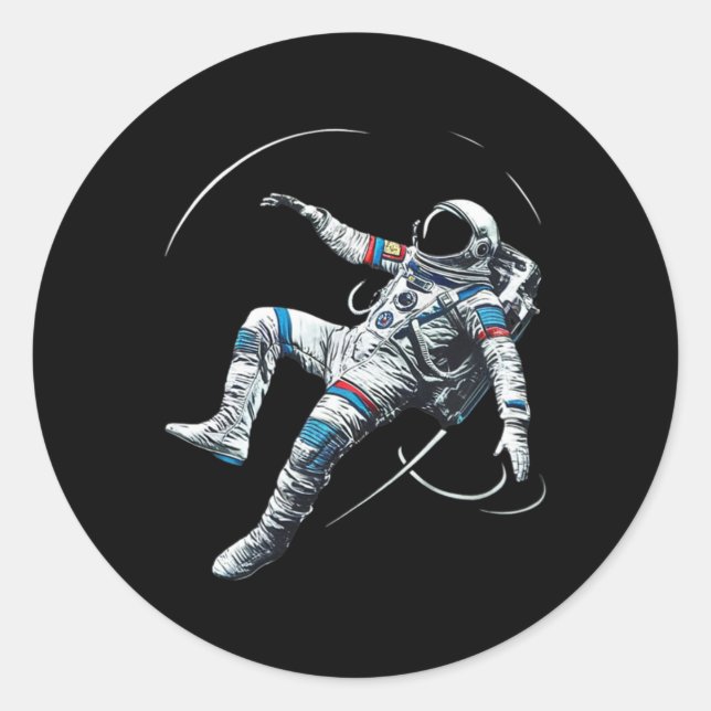 Sticker Rond L'astronaute Muay Thai Boxing Karate Kickboxing Ma (Devant)