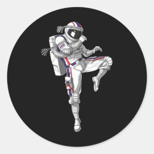 Sticker Rond L'astronaute Muay Thai Boxing Karate Kickboxing Ma