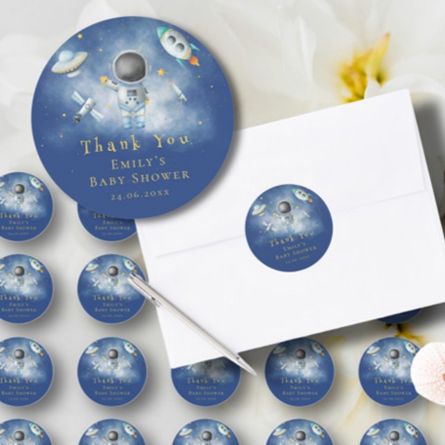 Sticker Rond L'astronaute spatial roquettes Boy sur le Baby sho (Créateur téléchargé)